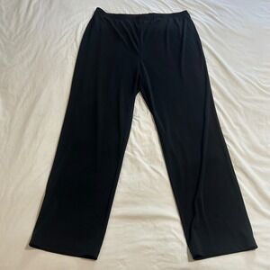 Danielle Martin Womens Black Elastic Waist Straight Leg Pull On Pants Size M
